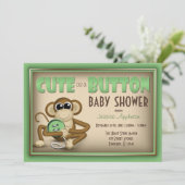 かわいいボタングリーンベビーシャワー招待状 招待状 (スタンド正面)