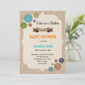 かわいいボタンパーティの招待状 サンキューカード (スタンド正面)