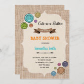 かわいいボタンパーティの招待状 サンキューカード (正面/裏面)