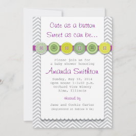 かわいいボタンベビーシャワー招待状 招待状
