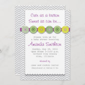 かわいいボタンベビーシャワー招待状 招待状 (正面/裏面)