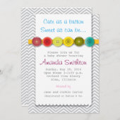 かわいいボタン ベビーシャワー招待状 招待状 (正面/裏面)