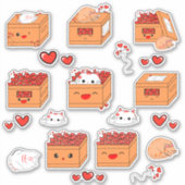 かわいいボックスハートと可愛いキッテンビニールのシール シール (正面)