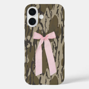 かわいいボトムランド迷彩柄エステティックピンクリボン iPhone 16ケース