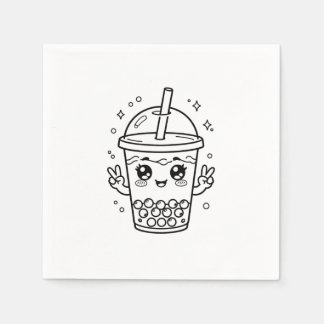かわいいボバティーぬりえ スタンダードカクテルナプキン