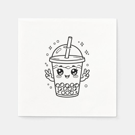 かわいいボバティーぬりえ スタンダードカクテルナプキン (正面)
