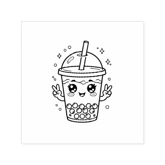 かわいいボバティーぬりえ セルフインキングスタンプ (デザイン)