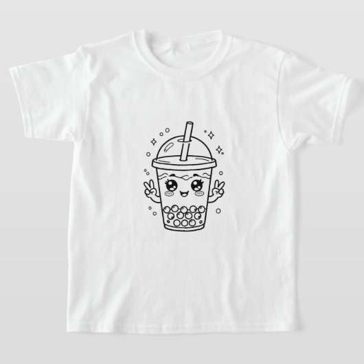 かわいいボバティーぬりえ Tシャツ (レイダウン)