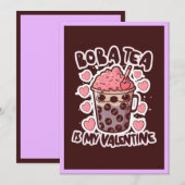 かわいいボバティーは私のバレンタインデー シーズンカード (正面/裏面)