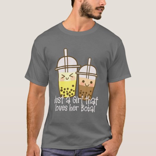 かわいいボバティーアパレル彼女を愛する女の子 Tシャツ (正面)