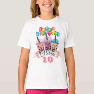 かわいいボバティーバースデーパーティーお祝いTシャツ Tシャツ