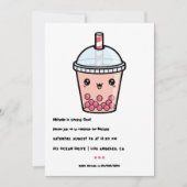 かわいいボバティーファースト誕生日パーティーフォト 招待状 (正面)