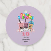 かわいいボバティー誕生日パーティーサンキューユユーメッセージカード フェイバータグ (裏面)