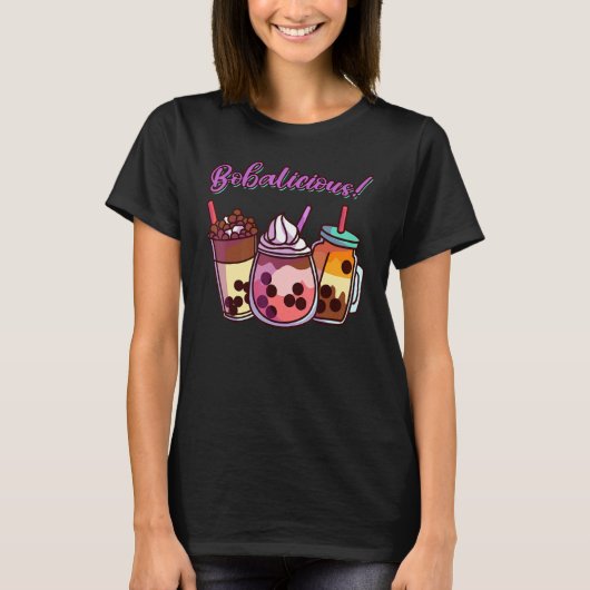 かわいいボバブルティーお腹いっぱいのお茶 Tシャツ (正面)
