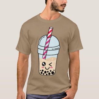 かわいいボバブルパールタピオカミルクティー Tシャツ