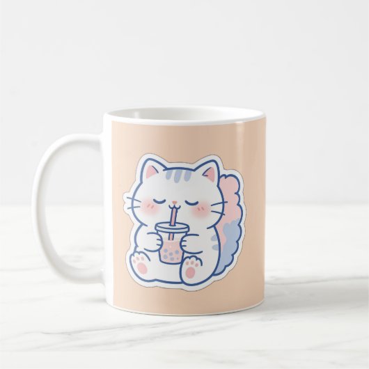 かわいいボバ猫のタンブラー コーヒーマグカップ (左)