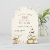 かわいいボヘミアンの秋の誕生日　私たちの小さなかぼちゃの誕生日 招待状 (スタンド正面)