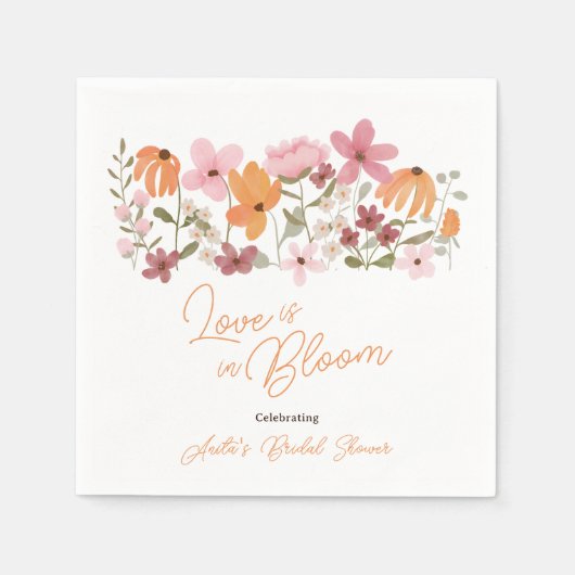 かわいいボヘミアンの草原の小さな野の花のブライズシャワー スタンダードカクテルナプキン (正面)