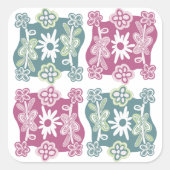 かわいいボヘミアンフラワースタイル スクエアシール (正面)