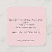 かわいいボヘミアンベビー衣料品ウォーター色ナニー スクエア名刺 (裏面)