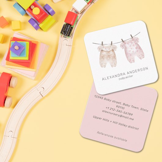 かわいいボヘミアンベビー衣料品ウォーター色ナニー スクエア名刺