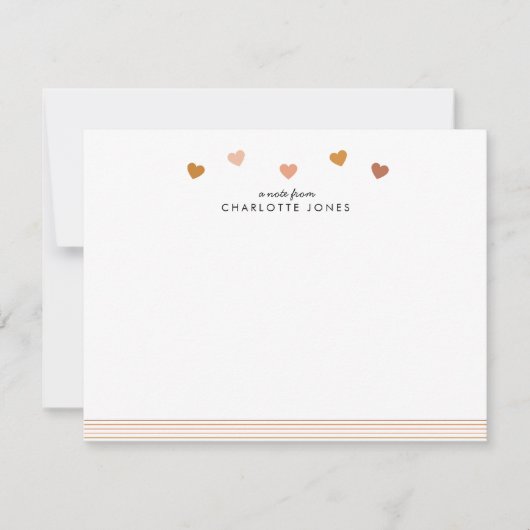 かわいいボヘミアンレインボーパターン ハート子供向け文房具 ノートカード (正面)