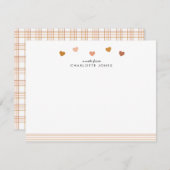 かわいいボヘミアンレインボーパターン ハート子供向け文房具 ノートカード (正面/裏面)