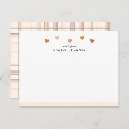 かわいいボヘミアンレインボーパターン ハート子供向け文房具 ノートカード (正面/裏面)