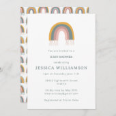 かわいいボヘミアンレインボーミニマルベビーシャワー 招待状 (正面/裏面)