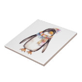 かわいいボヘミアン調の水彩画風ヒッピーペンギンデザイン タイル (側面)