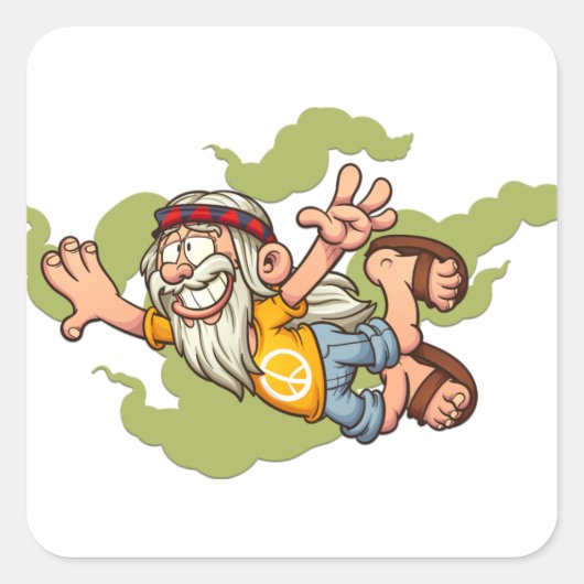 かわいいボヘミアン飛んでいるカイHippie スクエアシール (正面)
