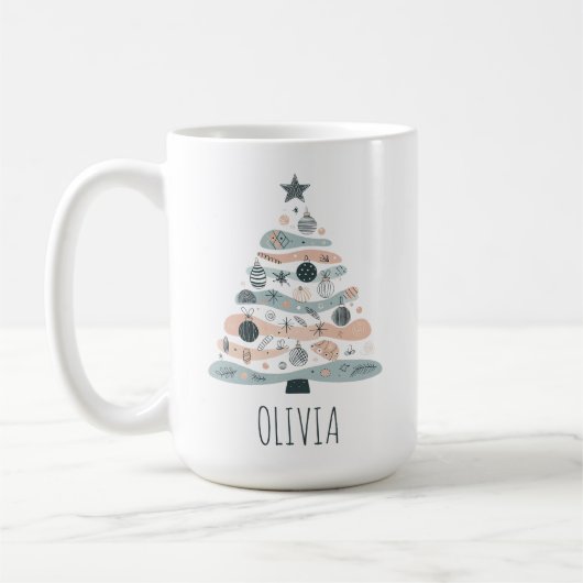 かわいいボヘミアン クリスマスツリー コーヒーマグカップ (左)