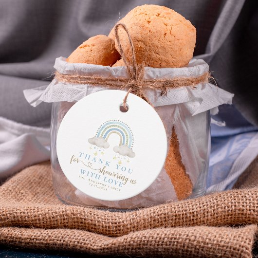 かわいいボホお洒落レインボーボーイ赤ちゃんシャワー フェイバータグ