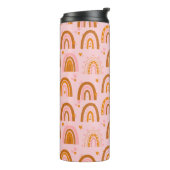 かわいいボホのレインボーハートの模様（オレンジ色） タンブラー (回転左)