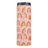 かわいいボホのレインボーハートの模様（オレンジ色） タンブラー (裏面)