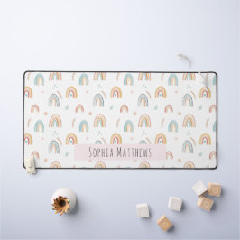 かわいいボホの水彩虹のパターン デスクマット