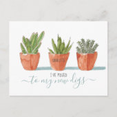 かわいいボホの水色サボテン私が移動した多肉植物 案内ポストカード (正面)