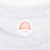 かわいいボホの水色レインボーにピンクのアイロン ラベル (貼付)