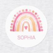 かわいいボホの水色レインボーにピンクのアイロン ラベル (デザイン2)