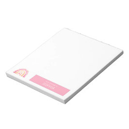 かわいいボホの水色レインボーパーソナライズされたピンク ノートパッド