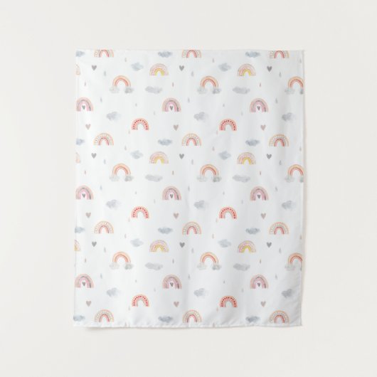 かわいいボホの虹と雲 タペストリー (正面)