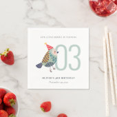 かわいいボホアクアブルーバーディエイジ誕生日 スタンダードカクテルナプキン (インサイチュ)