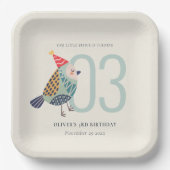 かわいいボホアクアブルーバーディエイジ誕生日 ペーパープレート (正面)