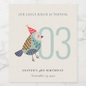 かわいいボホアクアブルーバーディエイジ誕生日 ワインラベル (シングルラベル)