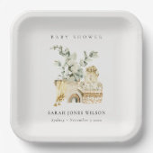 かわいいボホイエロー子供部屋紅葉ベビーシャワー ペーパープレート (正面)