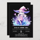 かわいいボホウィザード誕生日 招待状 (正面/裏面)