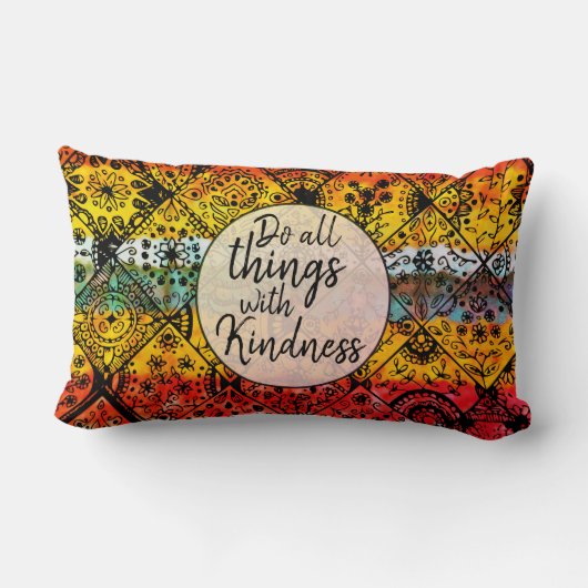 かわいいボホウォーターカラーやさしさ感動的引用文 ランバークッション (裏面)