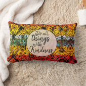 かわいいボホウォーターカラーやさしさ感動的引用文 ランバークッション (ブランケット)