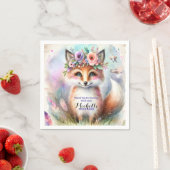 かわいいボホウォーターカラーウッドランドキツネ誕生日パーティー スタンダードカクテルナプキン (インサイチュ)