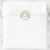 かわいいボホウォーターカラーレインボーハートパステルステッカー ラウンドシール (バッグ)